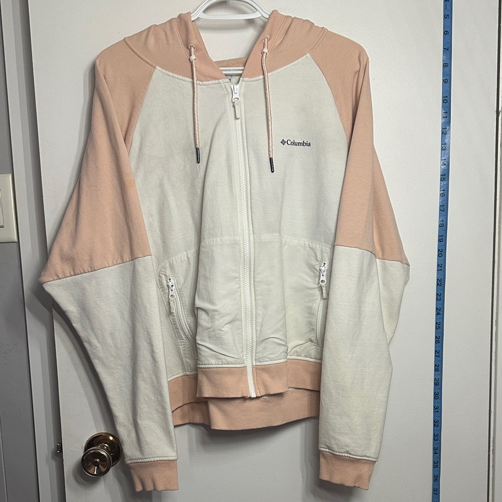 Columbia Women's Two-Tone Hooded Sweater - White and Peach